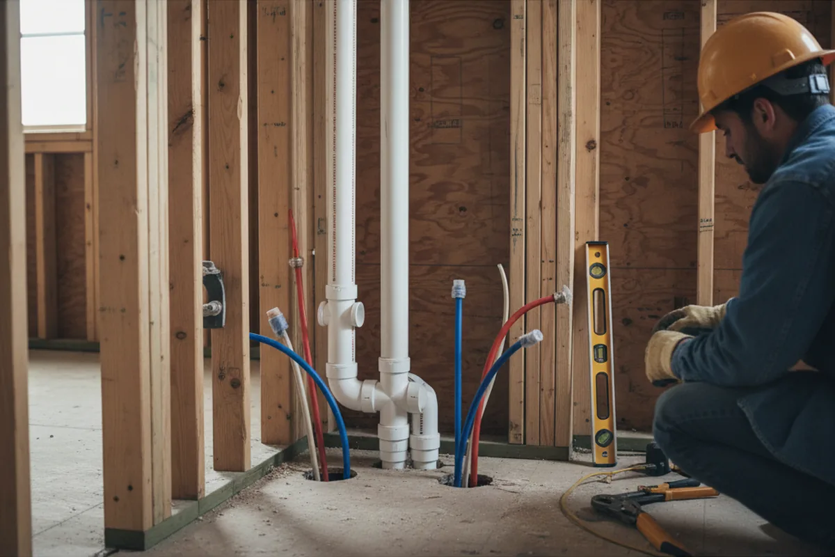 Drain and supply rough-in during Sump Pump Repair in Blair